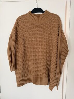 French Connection Camel Bubble Knit Oversized Sweater